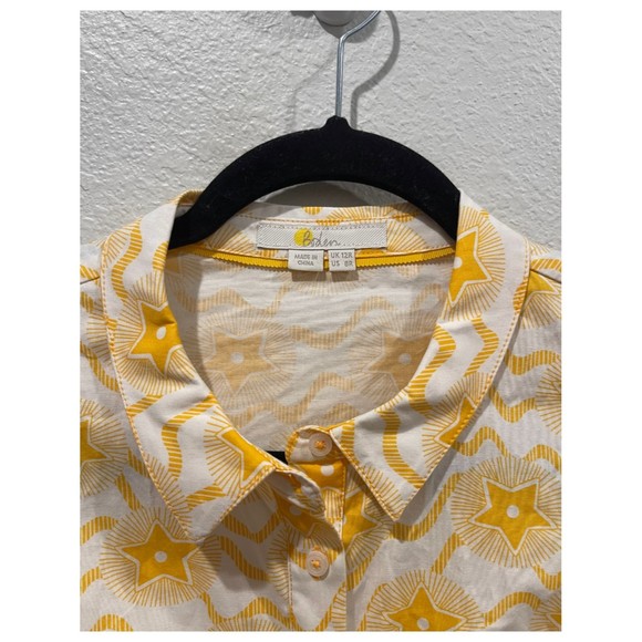 BODEN Yellow Floral Anastasia Short Sleeve Shirt Dress - Picture 3 of 4